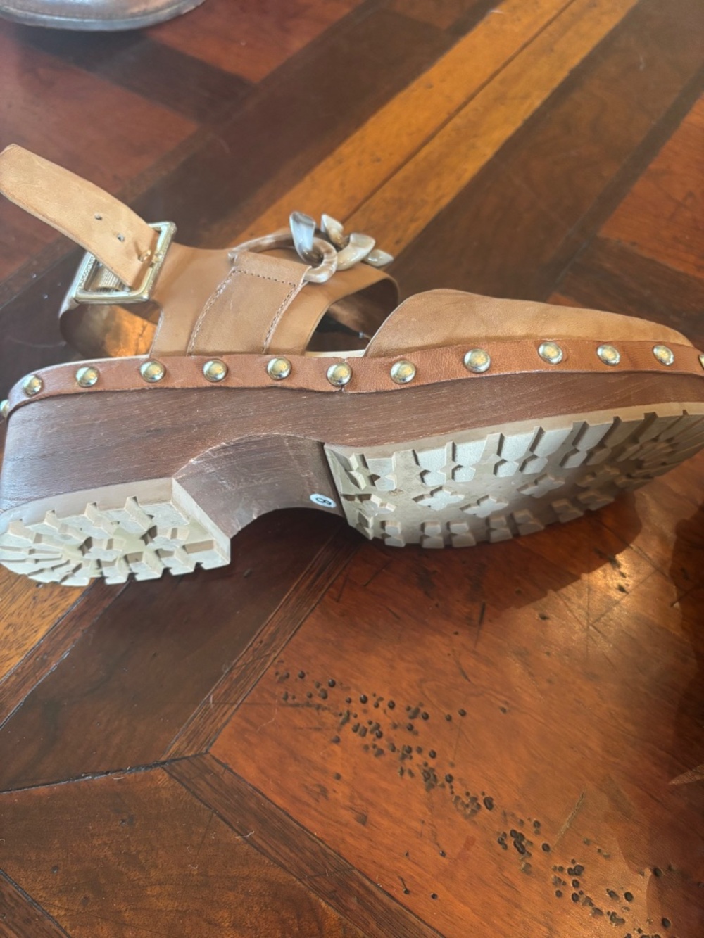 Leather Chain Studded Clogs - Picture 4 of 4